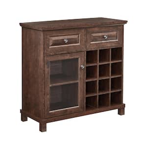 Home Source Small Mahogany Bar Cabinet with Glass Door