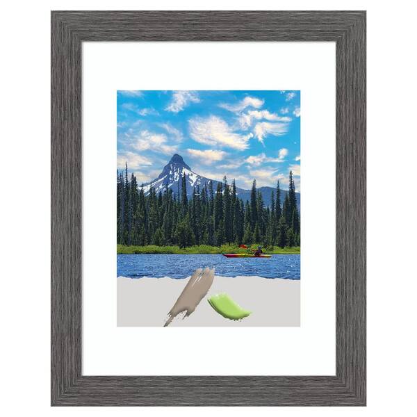 Amanti Art Pinstripe Plank Grey Thin Picture Frame Opening Size 11 x 14 in. (Matted To 8 x 10 in.)