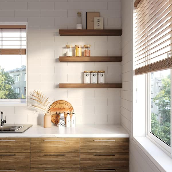 Dogberry 16 in. W x 10 in. D Walnut Veneer Wood Kitchen Decorative Wall Shelf k 16102 waln
