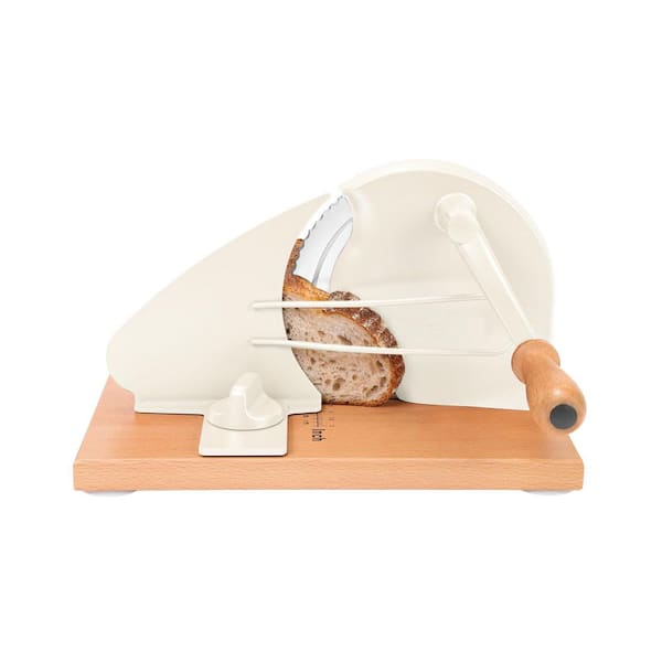 Stainless Steel Blade Manual Bread Slicer Adjustable Thickness Hand Crank with Wooden Handle for Sourdough Bread