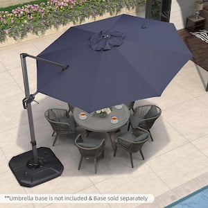 11 ft. Octagon Outdoor Patio Cantilever Umbrella Aluminum Offset 360° Rotation Umbrella in Navy Blue