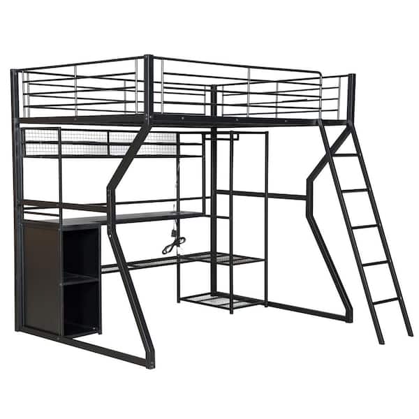 Harper & Bright Designs Black Full Size Metal Gaming Loft