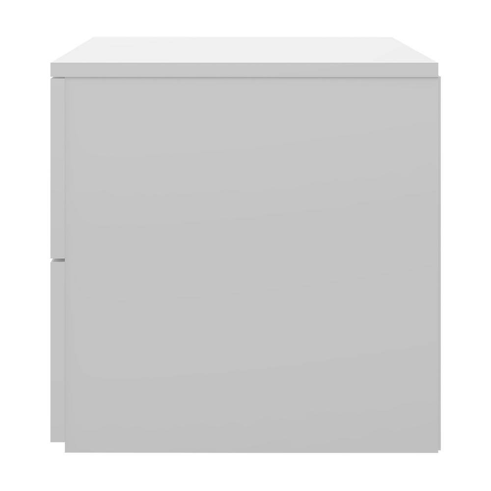 Matte White Modern 2-Drawer Nightstand with Silver Pulls