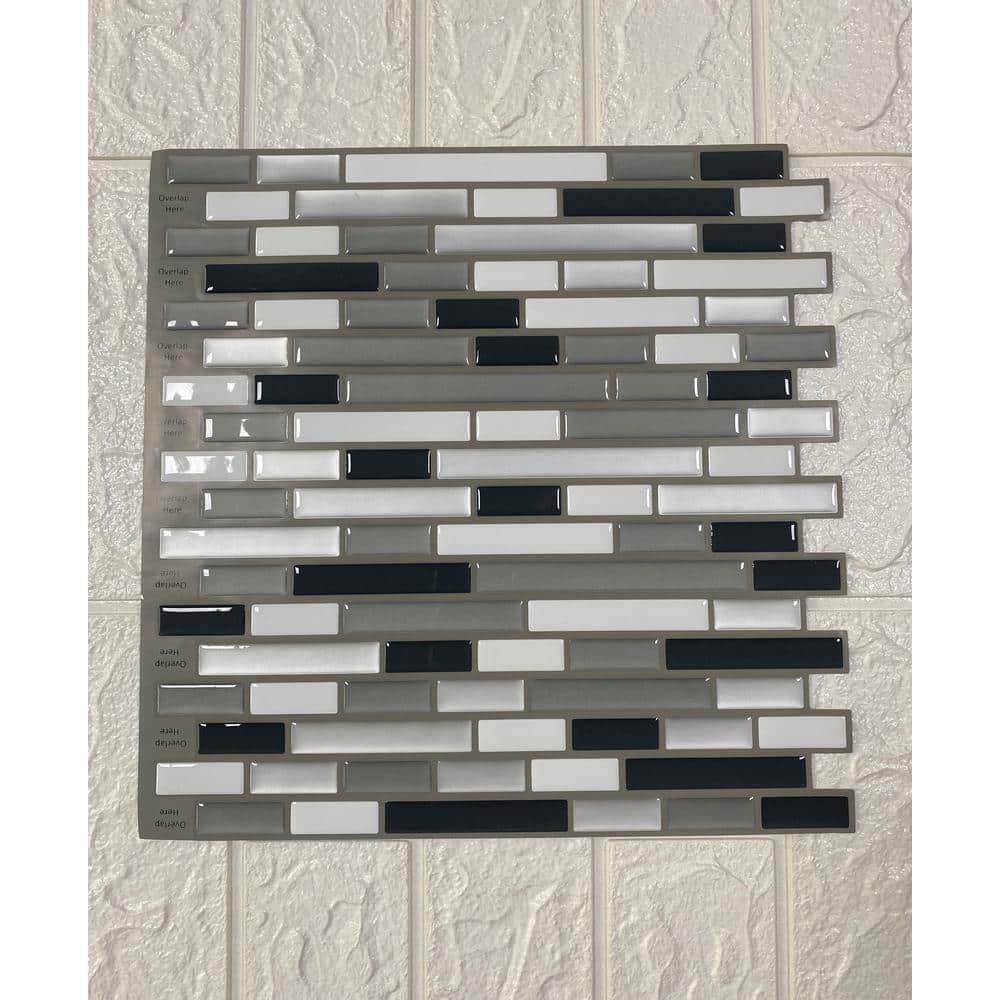 20-Sheets Gray-White 12 in. x 12 in. Vinyl Peel and Stick Tile Backsplash f