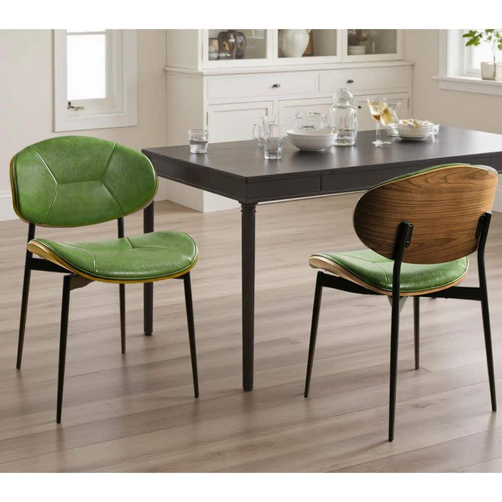 Vogue Green Faux Leather Dining Chair With Metal Legs Set of 2 price history on PriceWatchPro
