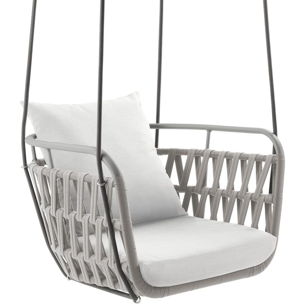 MODWAY Kaliah Outdoor Patio Aluminum Swing Chair in Light Gray
