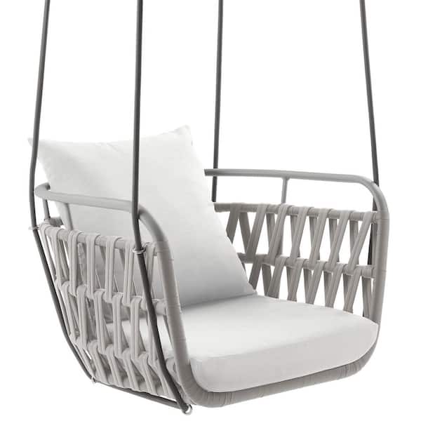 Kaliah Outdoor Patio Aluminum Swing Chair in Light Gray White