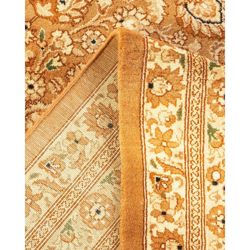 Handmade Yellow and Beige Wool 8' x 10' Rectangular Area Rug