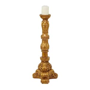 18 in. Gold Antique Vintage Metal Candlestick Pillar Candle Holder