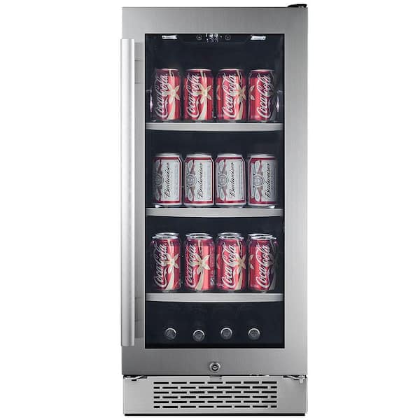 Avallon 86 Can 15 in. Built-in Beverage Cooler in Black and Stainless Steel