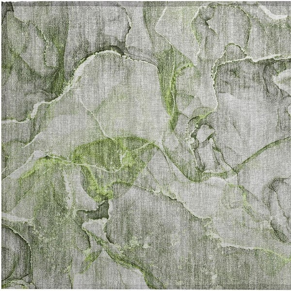 Green 2 ft. x 3 ft. Woven Abstract Polyester Rectangle Indoor/Outdoor Area Rug