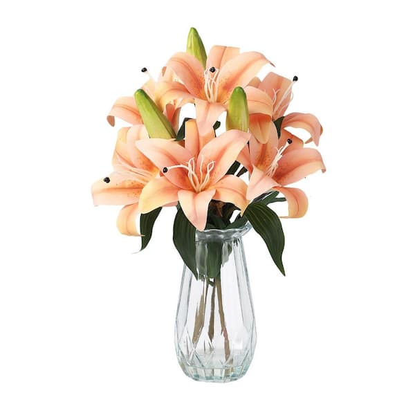 Angel Sar Vintage 20.86 in. White Silk Indoor Artificial Lily