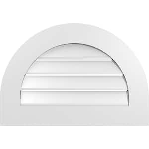 26 in. x 18 in. Round Top White PVC Paintable Gable Louver Vent Functional