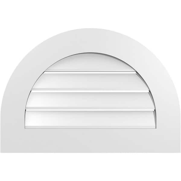 Ekena Millwork 26 in. x 18 in. Round Top White PVC Paintable Gable Louver Vent Functional