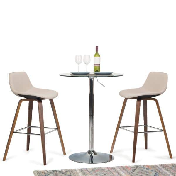 Mid-Century Modern Bentwood Counter Stool in Natural Linen Look