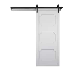 30 in. x 84 in. The Harlow III Bright White Wood Sliding Barn Door with Hardware Kit in Black