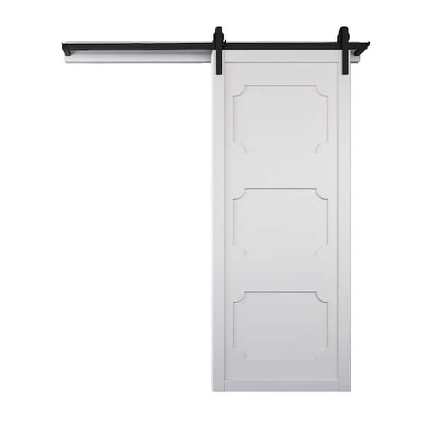 42 in. x 84 in. The Harlow III Bright White Wood Sliding Barn Door with Hardware Kit