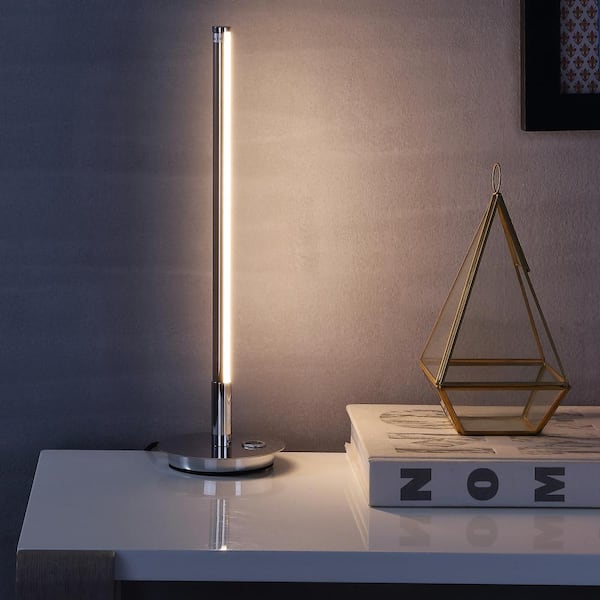 JONATHAN Y Keira 16.5 in. Chrome Integrated LED Table Lamp
