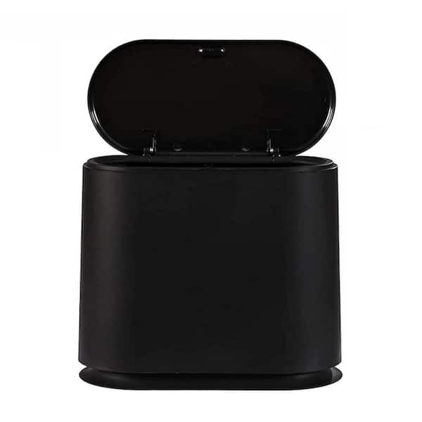 2.4 Gal. Black Rectangular Plastic Trash Can with Push On