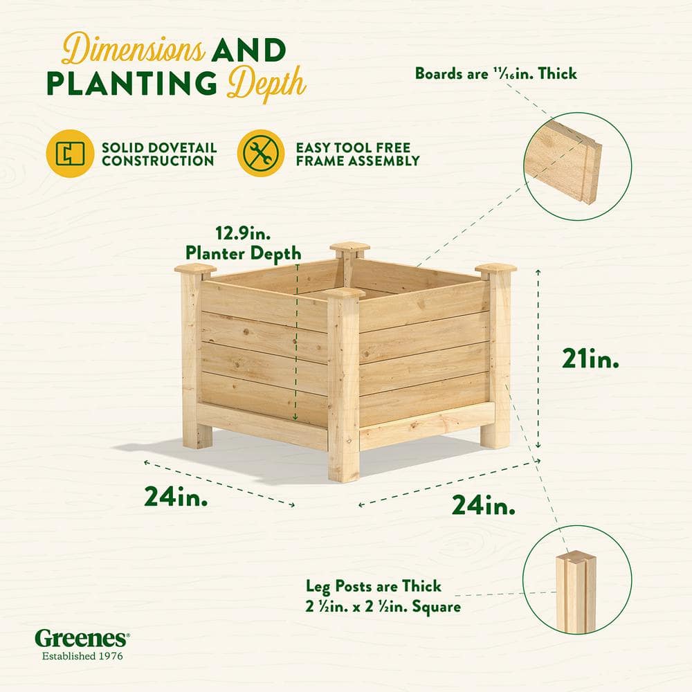 Natural Cedar Square Elevated Outdoor Planter Box