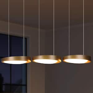 24-Watt Integrated LED Linear Pendant Lights Fixture, Dark Gold Aluminum Chandelier for Dining Room and Kitchen