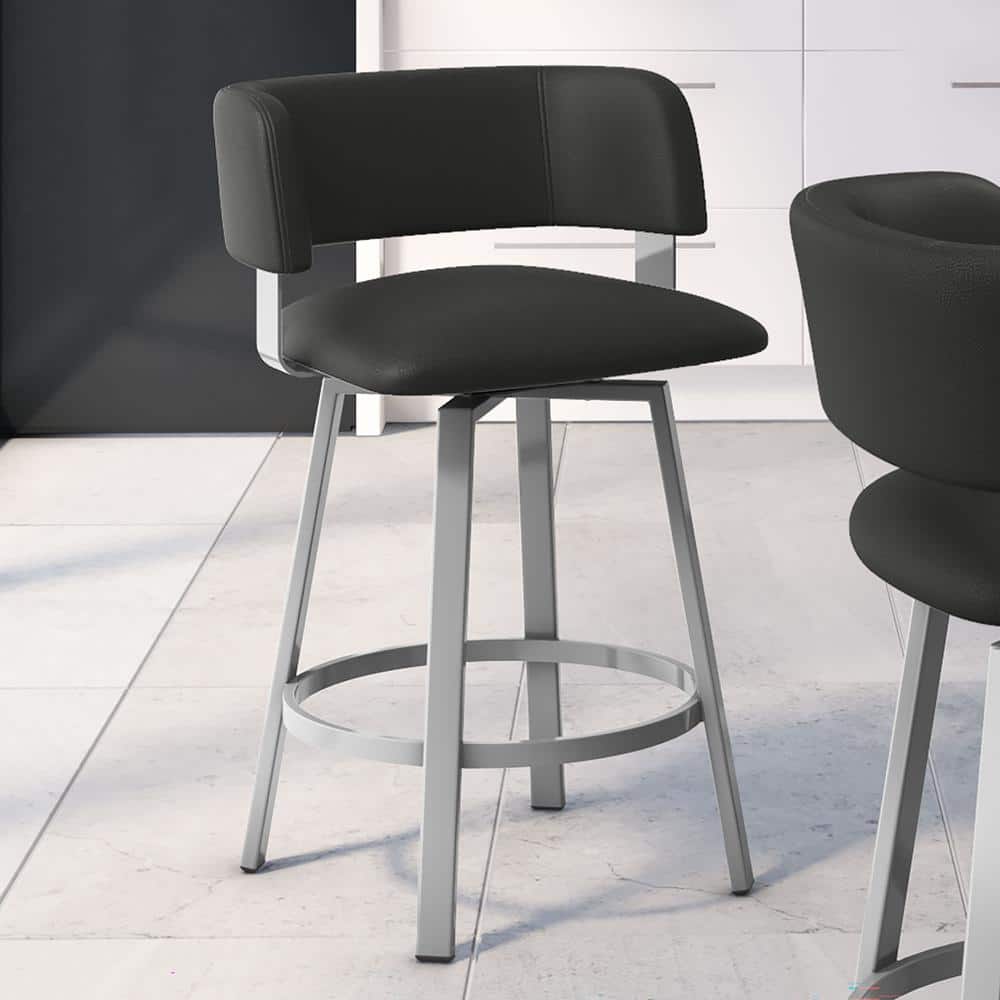 Matte Charcoal Black Adjustable Swivel Bar Stool