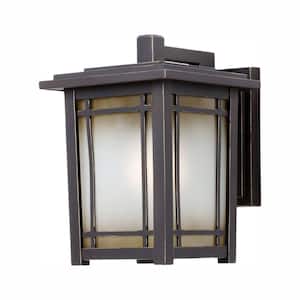 Port Oxford 13.12 in. 1-Light Oil Rubbed Chestnut Outdoor Wall Light Lantern Sconce