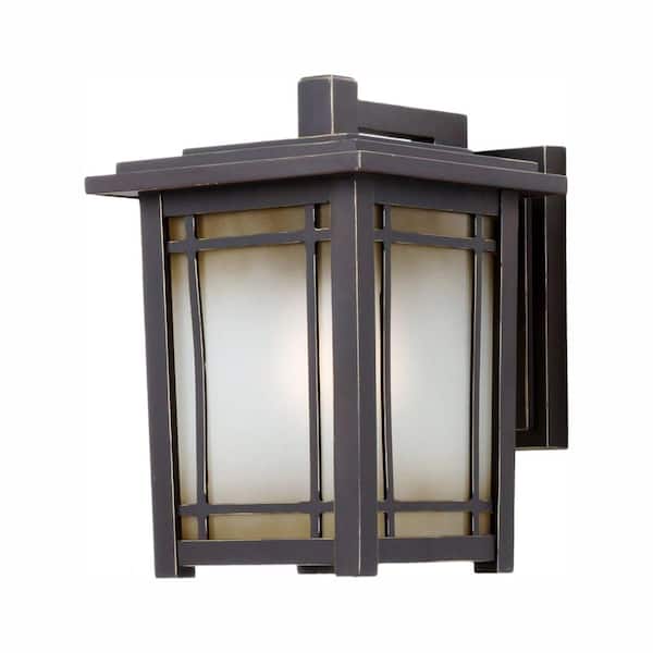 Home Decorators Collection Port Oxford 13.12 in. 1-Light Oil Rubbed Chestnut Outdoor Wall Light Lantern Sconce
