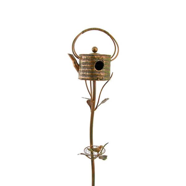 Zaer Ltd. International 65 in. Tall Antique Copper Teapot Birdhouse Octagonal Teapot