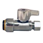 1/2 in. Chrome-Plated Brass Push-to-Connect x 3/8 in. Compression Quarter-Turn Straight Stop Valve