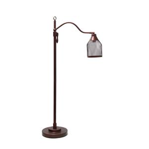 60 in. Red Bronze Vintage Arched 1-Light Floor Lamp with Iron Mesh Shade