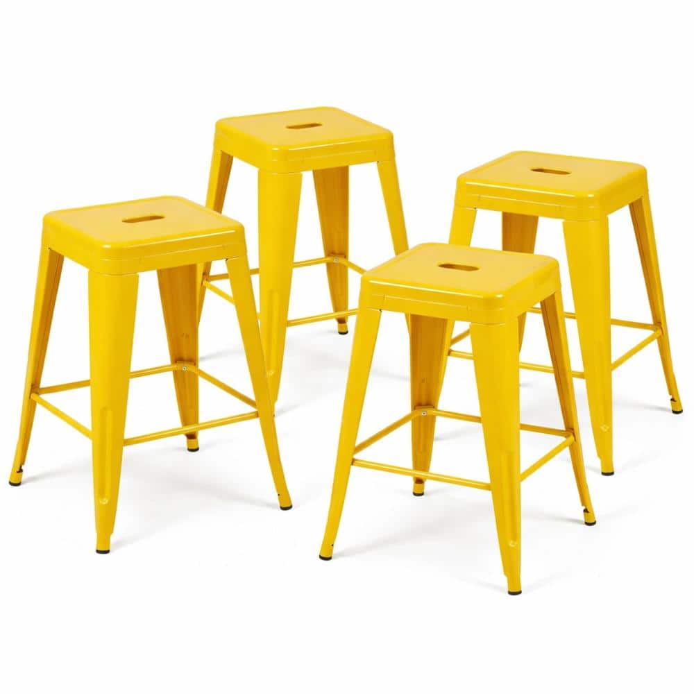 24 in Yellow Set of 4 Metal Bar Stools  for  Island price history on PriceWatchPro