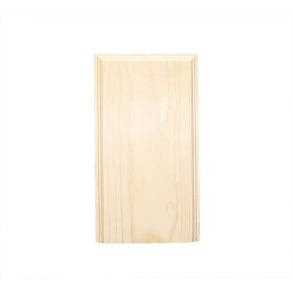 HOUSE OF FARA 1-1/8 in. D x 4-1/2 in. W x 8 in. L Solid Pine Wood Plinth Rosette Block