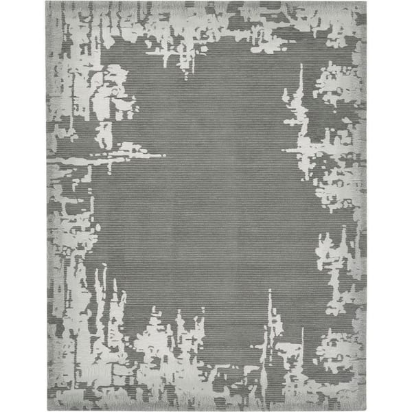 Symmetry Grey/Beige 8 ft. x 10 ft. Distressed Contemporary Area Rug