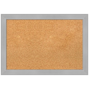 Vista Brushed Nickel 26.62 in. x 18.62 in. Narrow Framed Corkboard Memo Board
