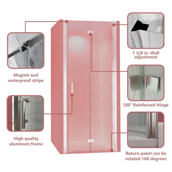 30 in. - 31.5 in. W x 72 in. H Bi-Fold Frameless Shower Door in Chrome with Clear Glass