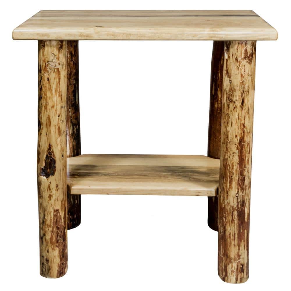 Glacier Country Hand-Crafted Lodge Pole Pine Chairside End Table