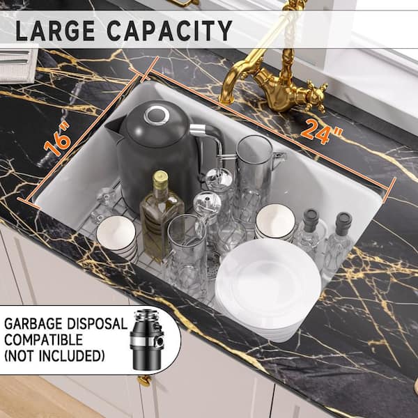 WetBase 27 in. Kitchen Sink Undermount White Kitchen Sink Single