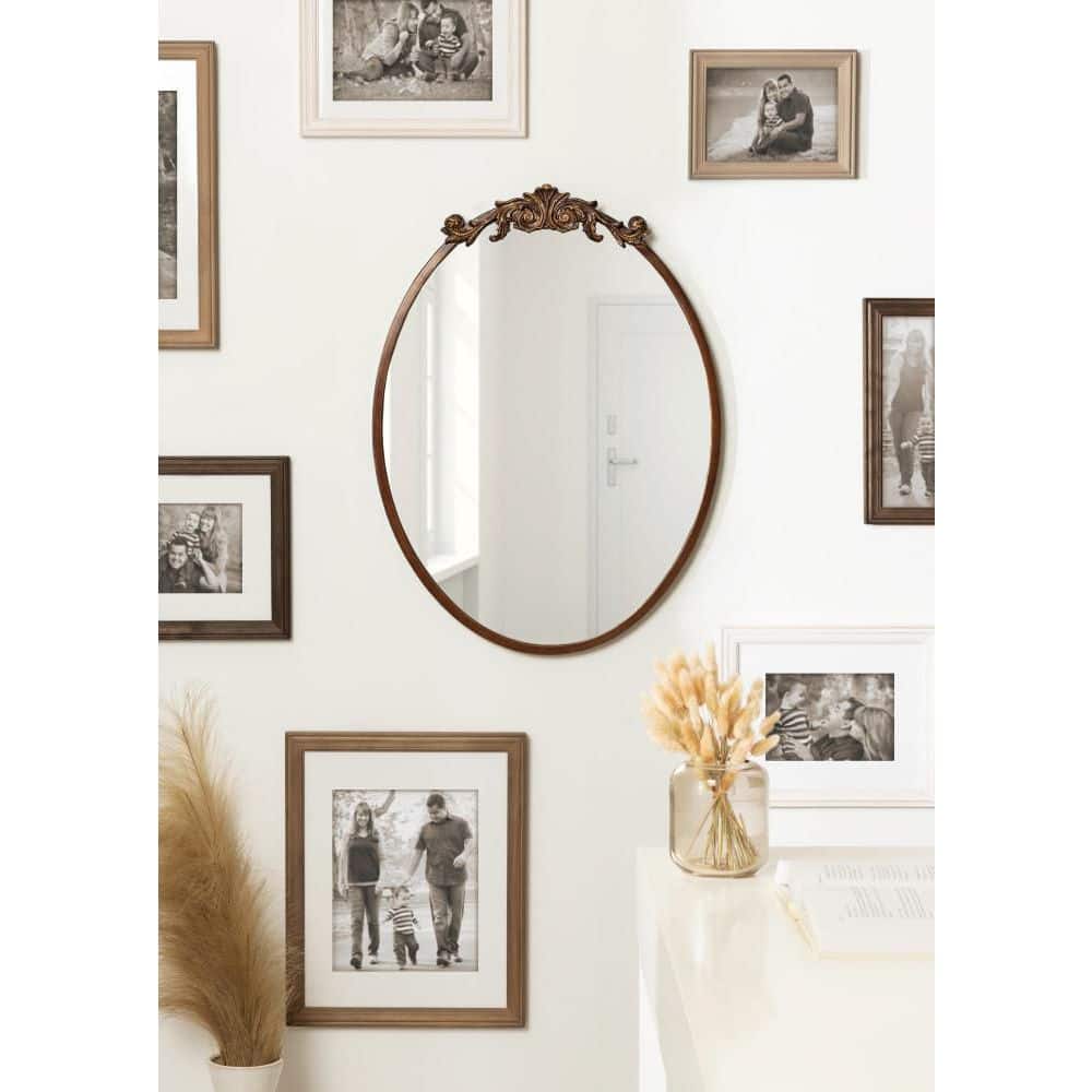 Bronze Oval Baroque Vanity Wall Mirror