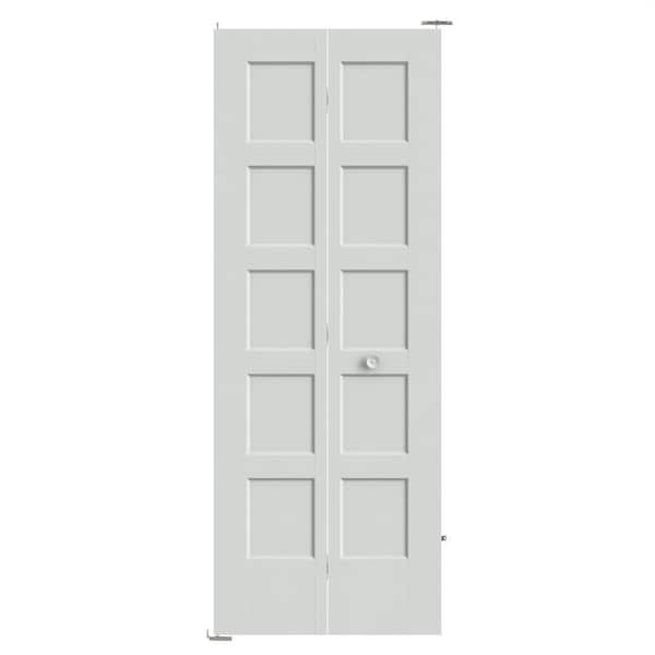 30 in. x 80 in. 5-Panel Bayshore Hollow Core Primed Molded Composite Bi-Fold Door