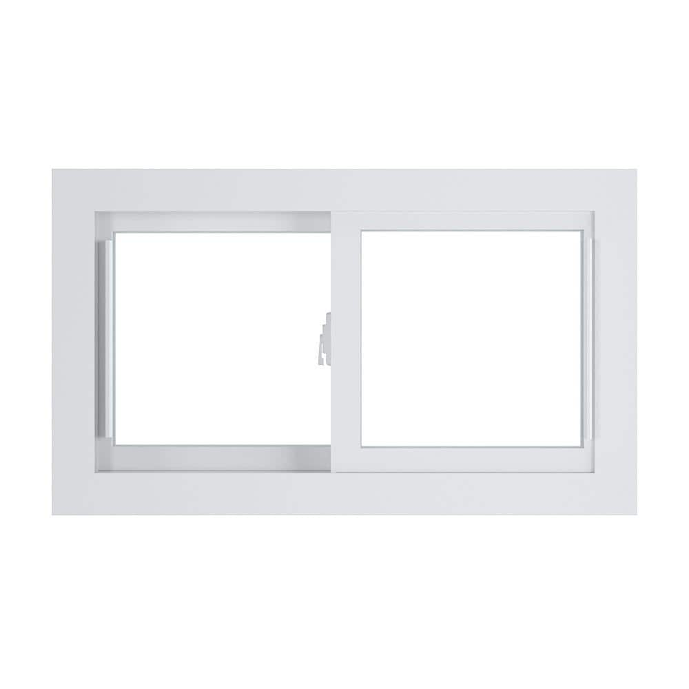 American Craftsman 30.75 in. x 18.25 in. 70 Series Low-E Argon Glass Sliding White Vinyl Replacement Window, Screen Incl