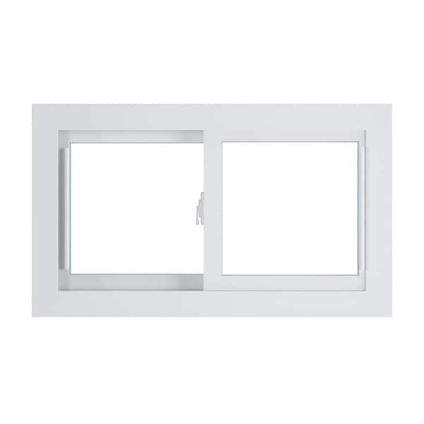 American Craftsman 30.75 in. x 18.25 in. 70 Series Low-E Argon Glass Sliding White Vinyl Replacement Window, Screen Incl