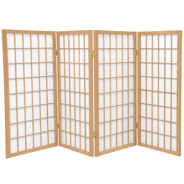 Photo 1 of 3 ft. Short Window Pane Shoji Screen - Natural - 4 Panels