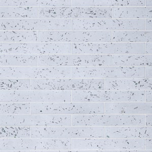 Fusion Brick Denim Blue 2.48 in. x 15.74 in. Natural Terrazzo Cement Subway Wall Tile (5.38 sq. ft./Case)