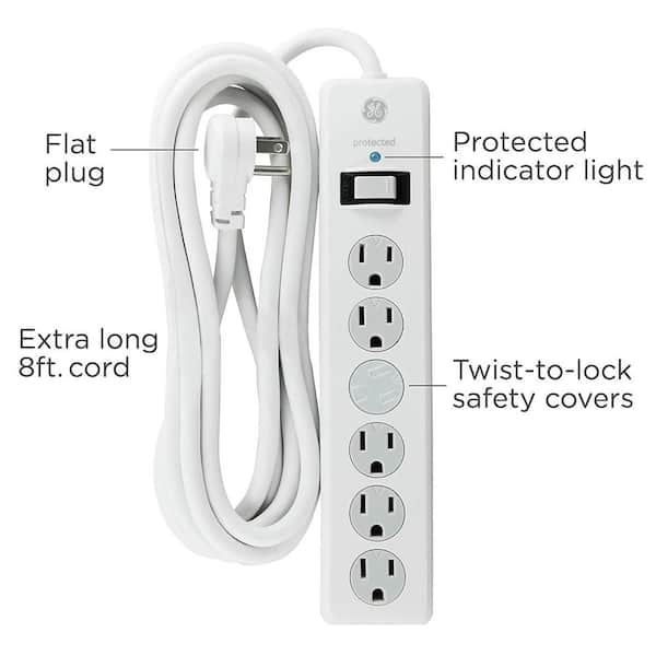 Philips 6-Outlet 8ft. WiFi Braided Extension Cord with Surge Protection Black