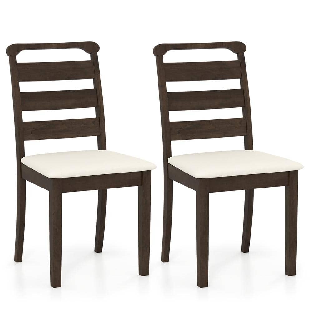 SKONYON Polyester Upholstered Wooden Dining Chair Set of 2-Walnut