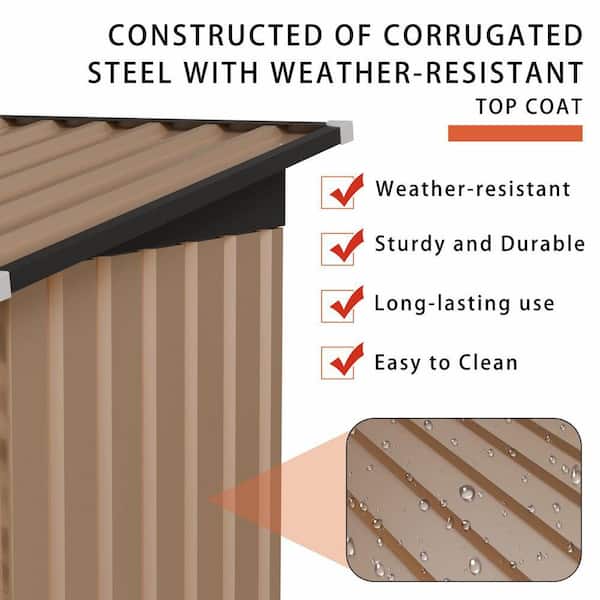 5 ft. W x 3 ft. D Black and Brown Metal Shed with Side Hinge Door