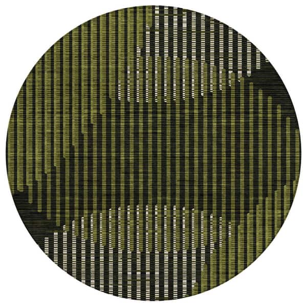 Chantille Machine Washable Indoor/Outdoor Abstract ACN1001 Olive 8 ft. x 8 ft. Area Rug