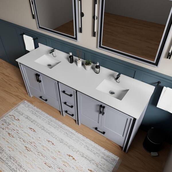 Lexora Ziva 84 in. W x 22 in. D Dark Grey Double Bath Vanity