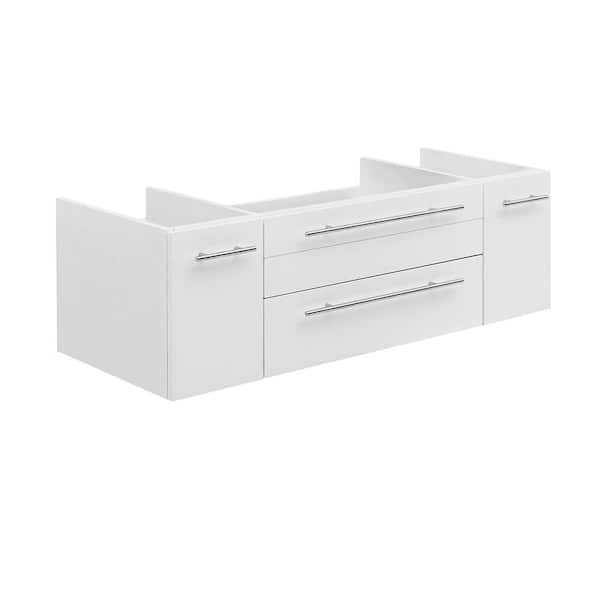 Fresca Lucera 47 in. Wall Mount Floating Single Bath Vanity Cabinet without Top in White - Undermount Sink Compatible